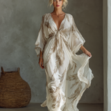 Morrisa - Maxikleid aus Chiffon in Elfenbein und Taupe