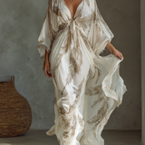 Morrisa - Maxikleid aus Chiffon in Elfenbein und Taupe