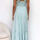 Juliet | Maxi abito con scollo a V e balze