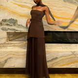 Aylin – Robe longue bustier en mousseline