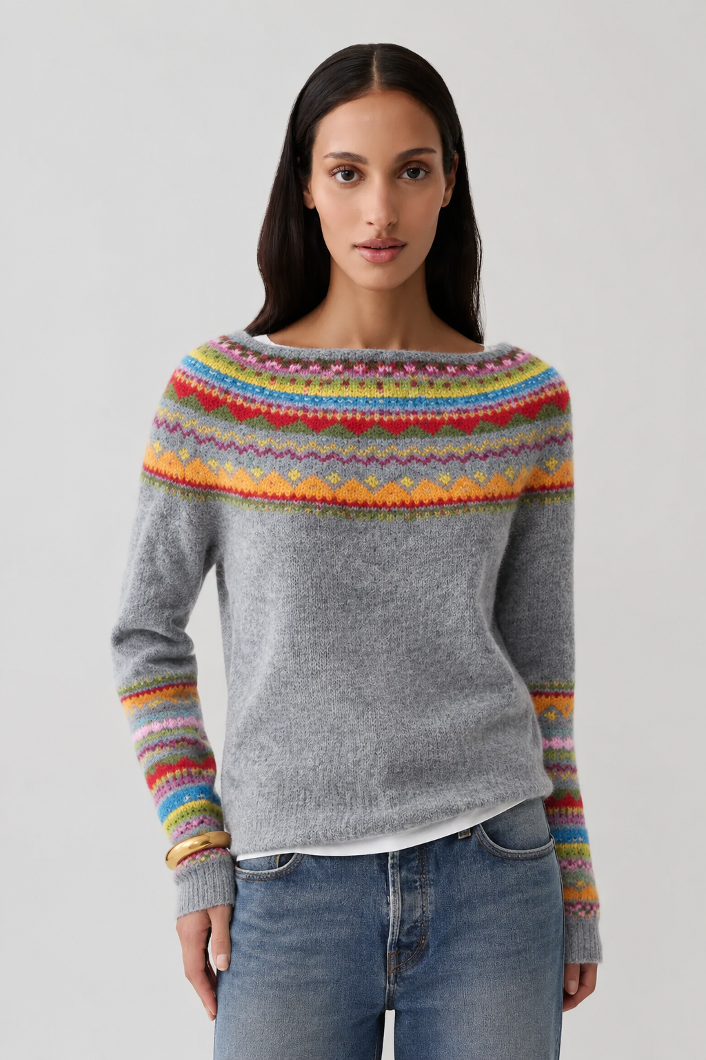 Susanne | Maglione lavorato a maglia fantasia con scollo rotondo