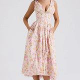 Ariana - V-Ausschnitt Korsett Flare Midi Kleid