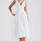 Ariana - V-Ausschnitt Korsett Flare Midi Kleid