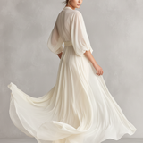 Sefa - Abito in chiffon trasparente avorio