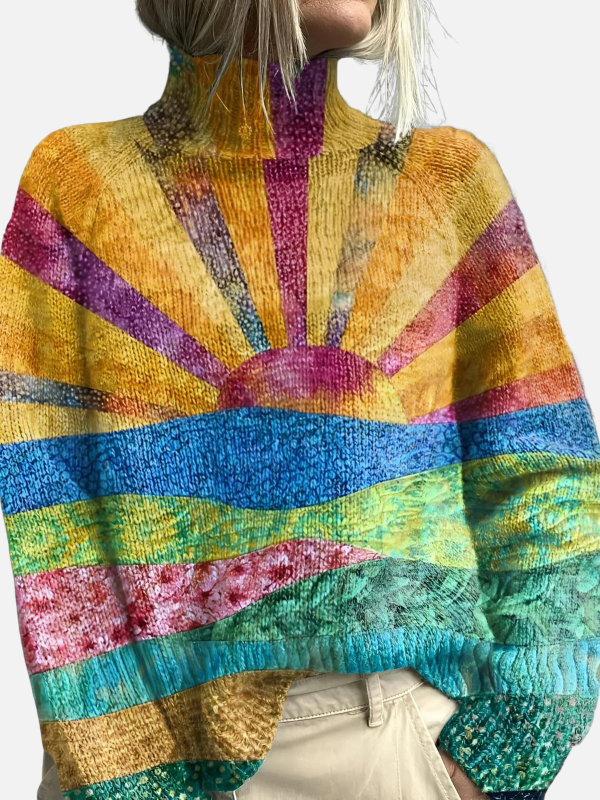 Camilla | Gemusterter Strickpullover mit Rollkragen