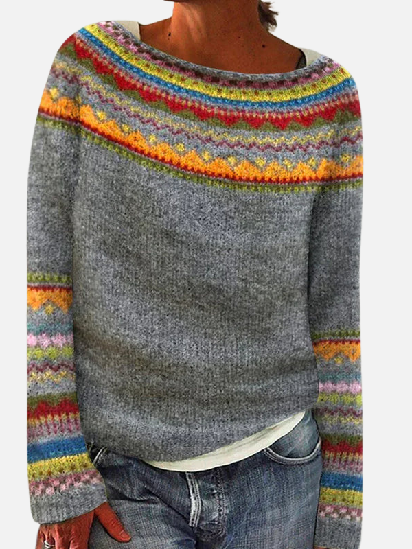 Lene | Gemusterter Strickpullover mit Passe