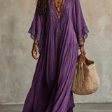 Emeline | Robe longue bohème à manches amples et broderies