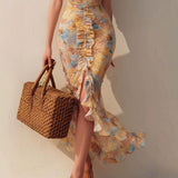 Arna - Robe longue col roulé beige