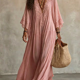 Emeline | Robe longue bohème à manches amples et broderies
