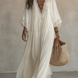 Emeline | Robe longue bohème à manches amples et broderies