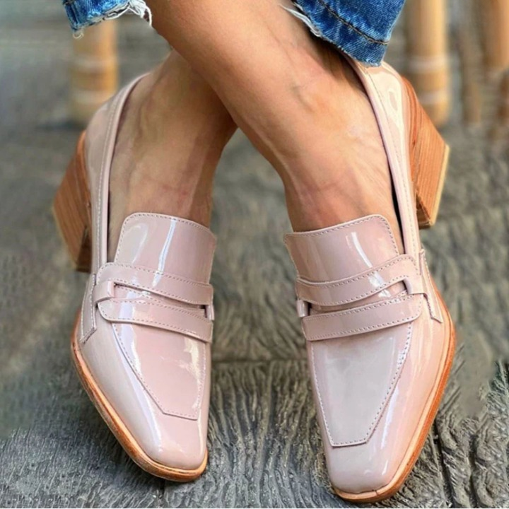 Olga™ - Rosa Leder Slipper
