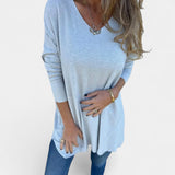 Leonie – Weite Stricktunika mit V-Ausschnitt