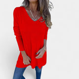 Leonie – Weite Stricktunika mit V-Ausschnitt