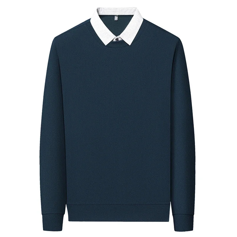 Herren Pullover im Hemd-Look mit Kontrastkragen und langen Ärmeln | Valcor Zürich