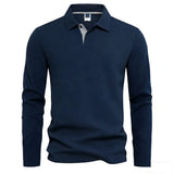 Herren Langarm-Poloshirt mit Knopfleiste und Kontrastdetail | Valcor Zürich