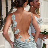 Cassiane - Robe fleurie en satin