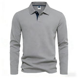 Herren Langarm-Poloshirt mit Knopfleiste und Kontrastdetail | Valcor Zürich