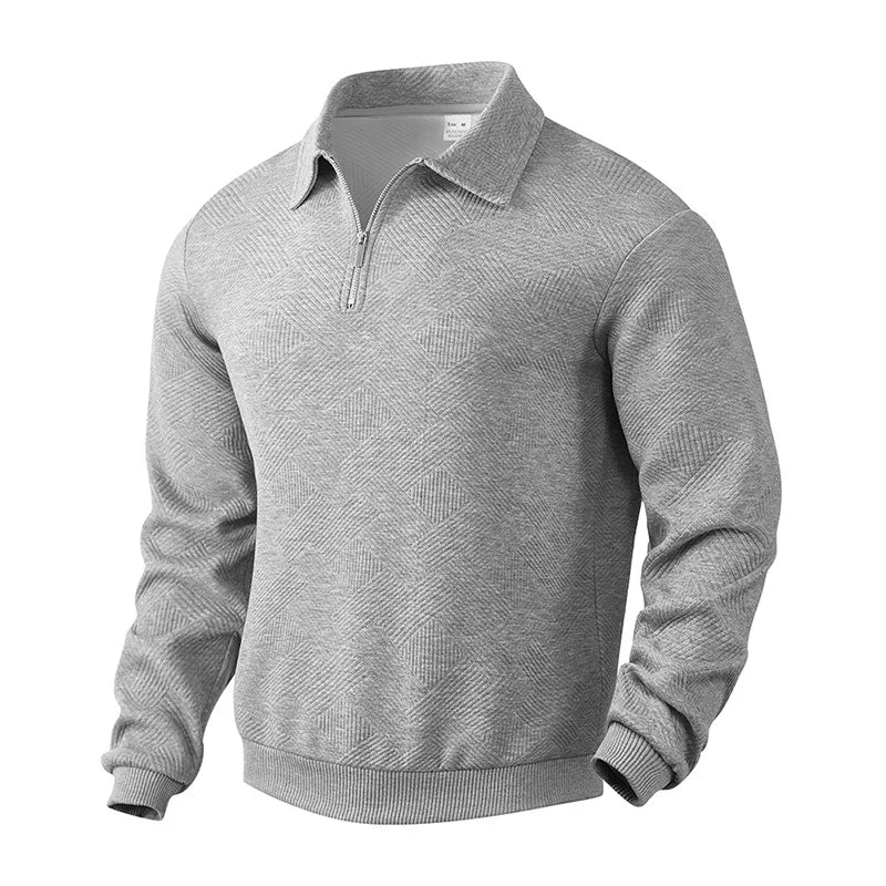 Herren Strickpullover mit Polokragen, Strukturmuster und Reissverschluss | Valcor Zürich