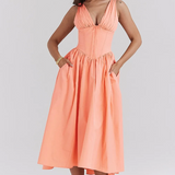 Ariana - V-Ausschnitt Korsett Flare Midi Kleid