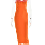 Cherley - Robe longue orange à ourlet pointu
