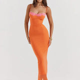 Cherley - Robe longue orange à ourlet pointu