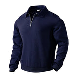 Maglione da uomo in maglia a collo polo con motivo testurizzato e cerniera | Valcor Zürich