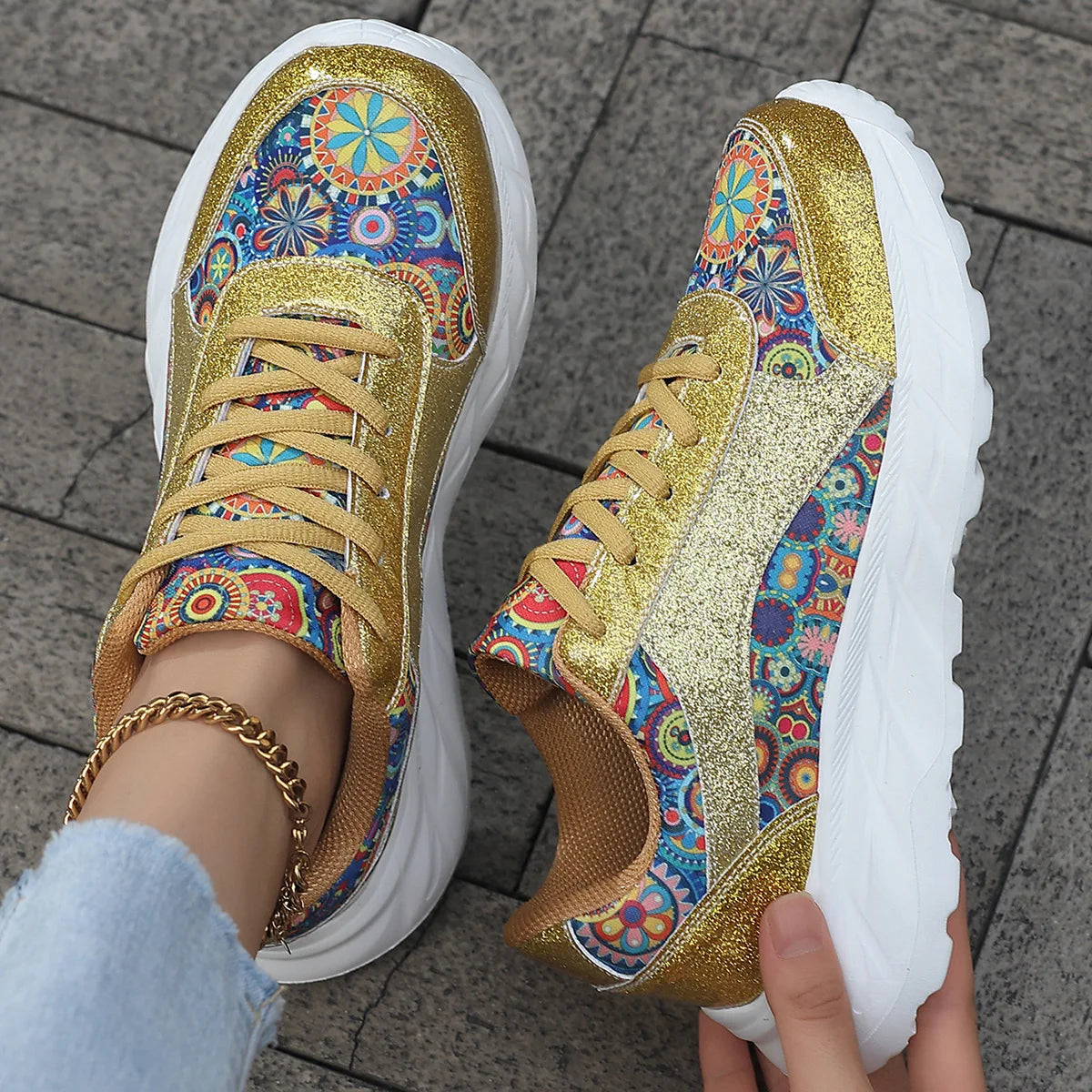 Eloise | Sneakers platform glitter tempo libero