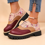 Abigail | Chaussures compensées à lacets fleuries vintage