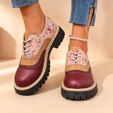 Abigail | Chaussures compensées à lacets fleuries vintage