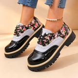 Abigail | Chaussures compensées à lacets fleuries vintage