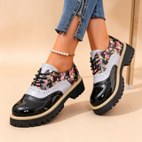 Abigail | Chaussures compensées à lacets fleuries vintage