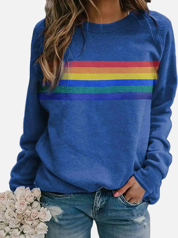 Helle | Felpa con strisce arcobaleno, girocollo