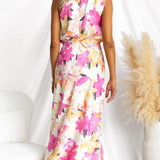 Minirva - Florales Charme Hochkragen Midi Kleid