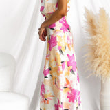 Minirva - Florales Charme Hochkragen Midi Kleid