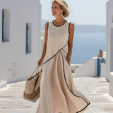 Soleia | Robe longue sans manches à col rond