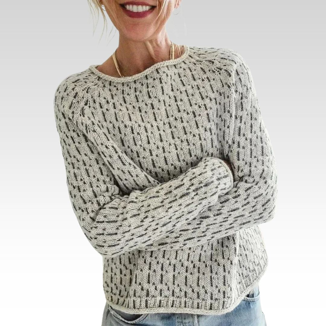 Victoria – Eleganter grauer Pullover mit U-Ausschnitt