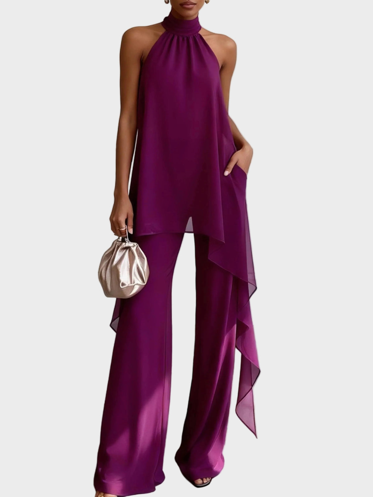 Viola – Elegante completo composto da top all'americana e pantaloni