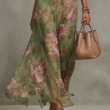 Serena | Abito lungo floreale con scollo all'americana