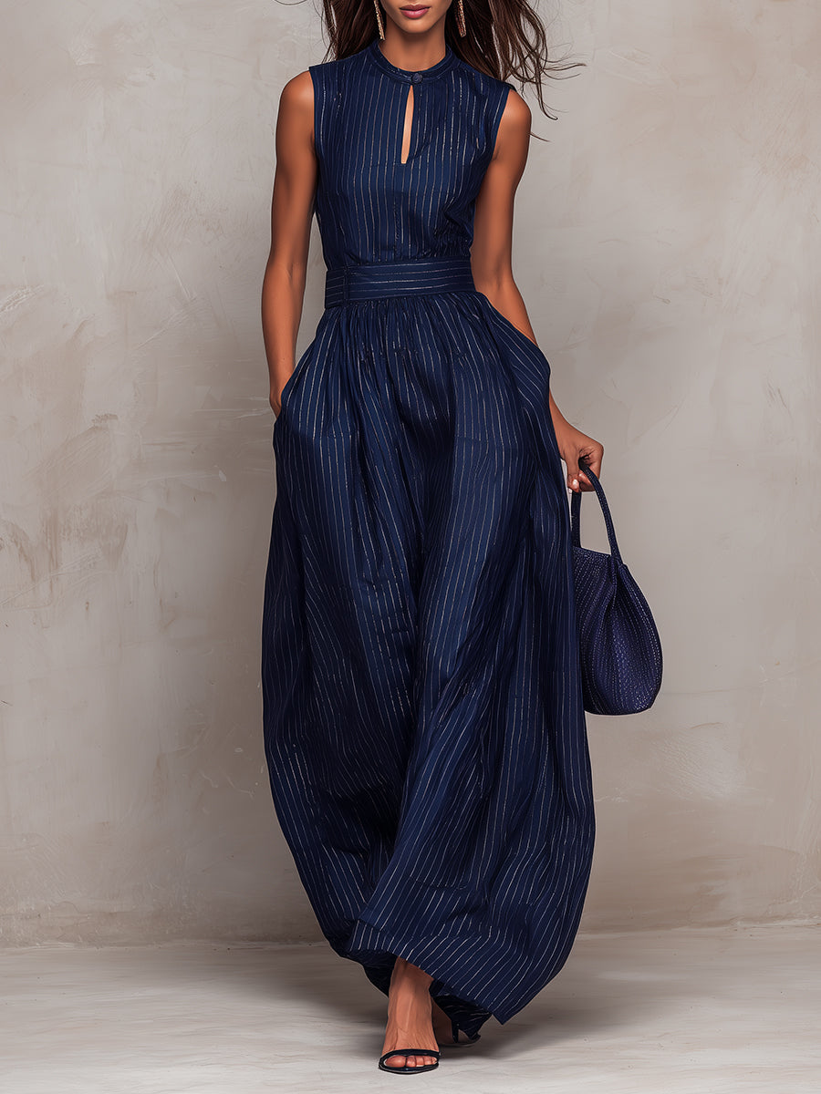 Rana | Dunkelblauer gestreifter Jumpsuit