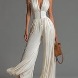 Tuta Zsófia | Tuta in chiffon bianco plissettato