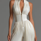 Tuta Zsófia | Tuta in chiffon bianco plissettato