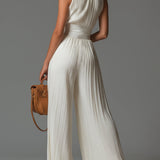 Tuta Zsófia | Tuta in chiffon bianco plissettato
