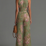 Amelia – Combinaison plissée verte à motif floral