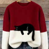 Belinda - Oversized Pullover mit Katzenmotiv