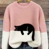 Belinda - Oversized Pullover mit Katzenmotiv