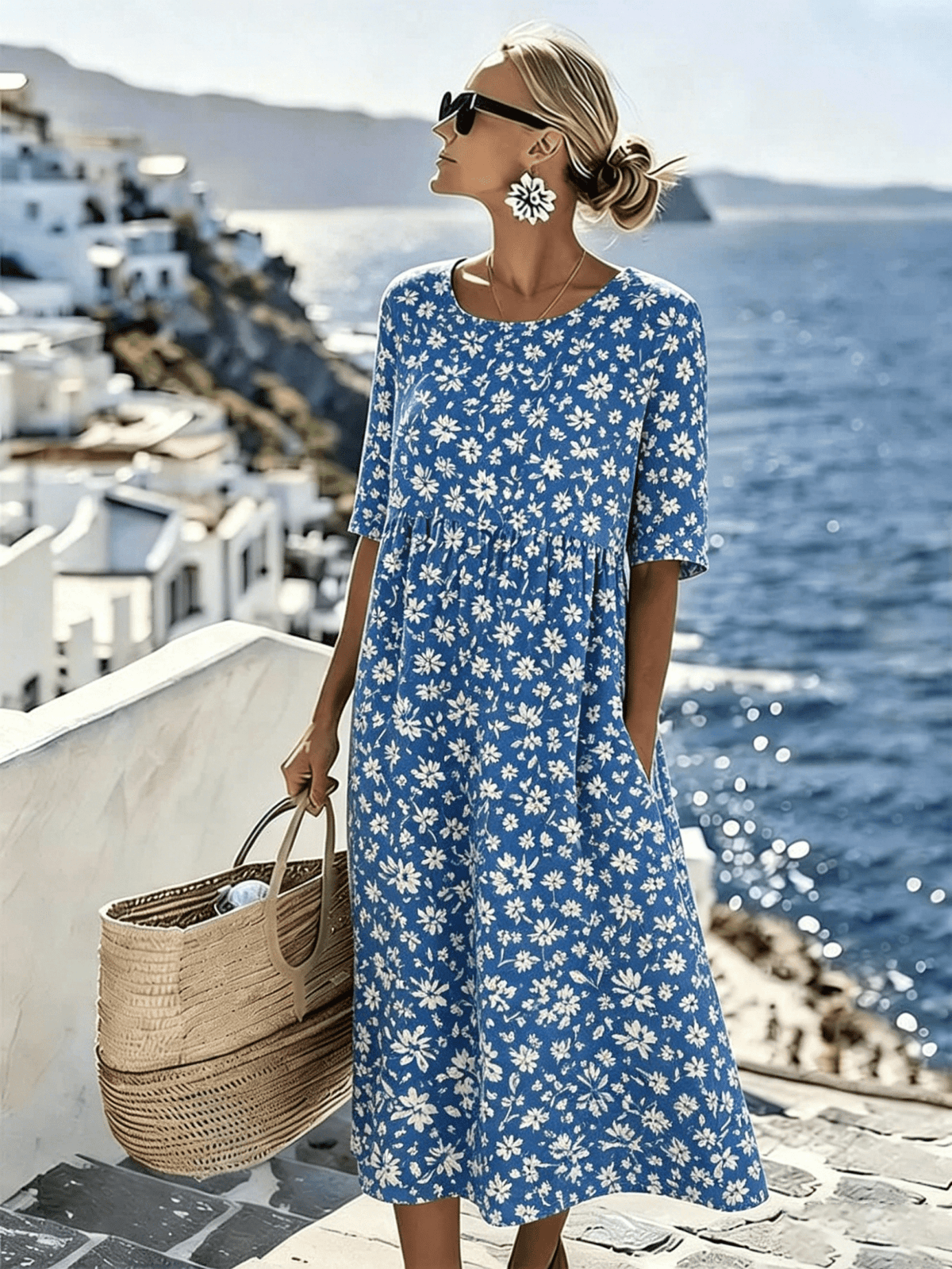 Grace™ - Elegantes Floral Sommer-Midi-Kleid
