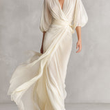 Sefa - Abito in chiffon trasparente avorio
