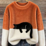 Belinda - Oversized Pullover mit Katzenmotiv