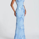 Robe longue moulante en dentelle