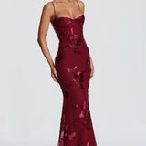 Robe longue moulante en dentelle